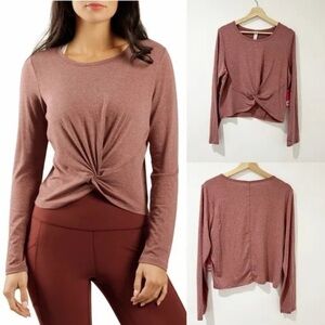 Yogalicious twist front long sleeve in terracotta Sz L